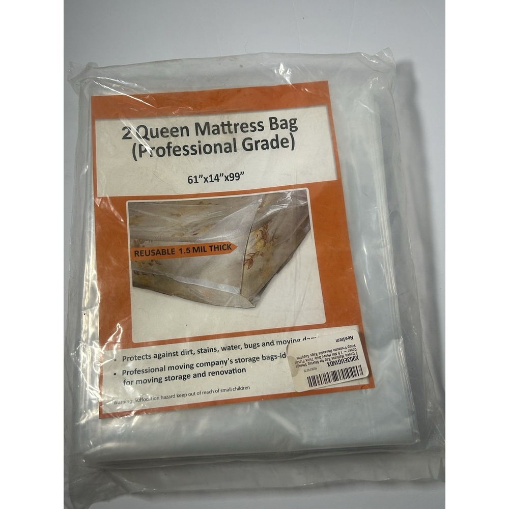 Professional Grade 4mil Thick Queen Size Mattress Bag for Moving 61"X14"X99" NEW